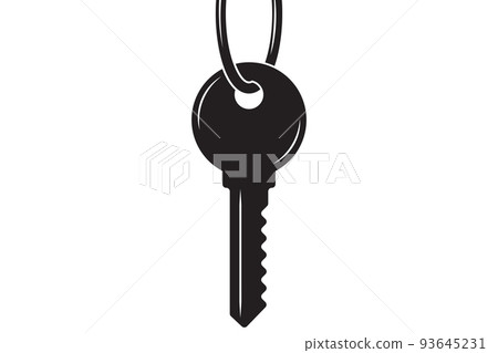 Key icon for lock and open door in house. Safety and security protection symbol. 93645231