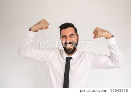 Cheerful bearded man in studio Cheerful bearded man in studio 93645556