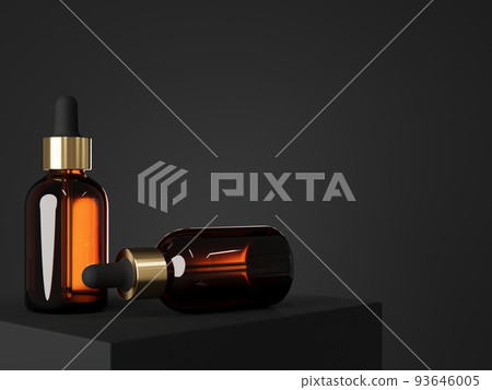 Brown cosmetic dropper bottle mockup, facial serum packaging and branding visualization, care product template 93646005