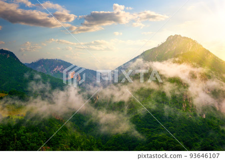Bright sunrise in mountains Bright sunrise in mountains 93646107
