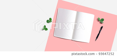 Blank notebook with shamrock leaves 93647252