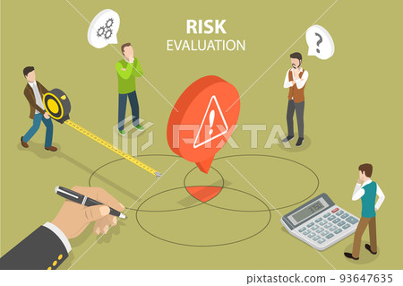 3D Isometric Flat Vector Conceptual Illustration of Risk Evaluation 93647635