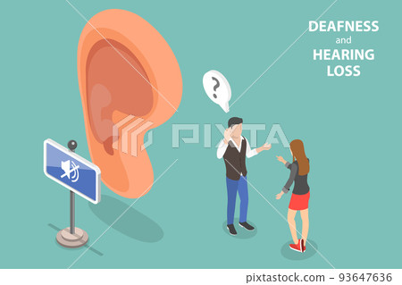 3D Isometric Flat Vector Conceptual Illustration of Deafness And Hearing Loss 3D Isometric Flat Vector Conceptual Illustration of Deafness And Hearing Loss 93647636