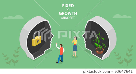 3D Isometric Flat Vector Conceptual Illustration of Fixed Vs Growth Mindset 3D Isometric Flat Vector Conceptual Illustration of Fixed Vs Growth Mindset 93647641