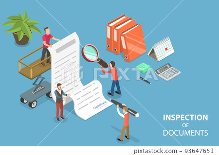 3D Isometric Flat Vector Conceptual Illustration of Inspection Of Documents 93647651