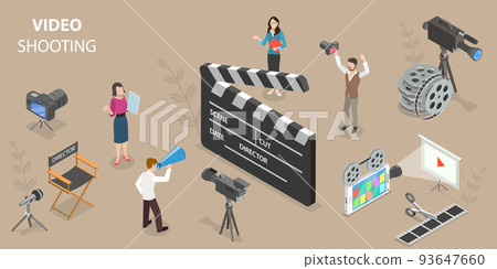 3D Isometric Flat Vector Conceptual Illustration of Video Shooting 93647660