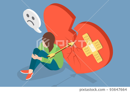 3D Isometric Flat Vector Conceptual Illustration of Broken Heart 3D Isometric Flat Vector Conceptual Illustration of Broken Heart 93647664