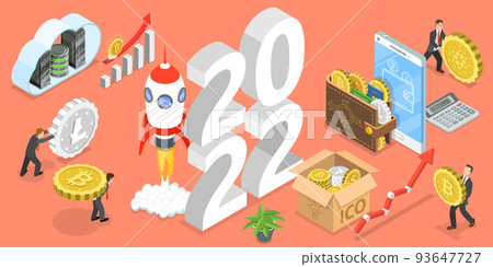 3D Isometric Flat Vector Conceptual Illustration of New Year Cryptocurrency Trends. 3D Isometric Flat Vector Conceptual Illustration of New Year Cryptocurrency Trends. 93647727