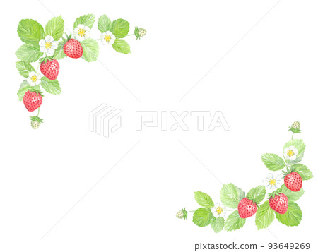 Strawberry frame vector drawn with transparent watercolor 93649269
