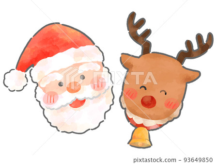 Santa Claus and reindeer hand-painted watercolor style Santa Claus and reindeer hand-painted watercolor style 93649850