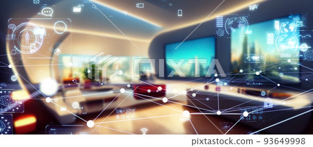 Housing interior and data network smart home horizontal visuals for banners and advertisements 93649998