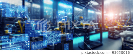 Futuristic factory and technology Horizontal visuals for banners and advertisements 93650016