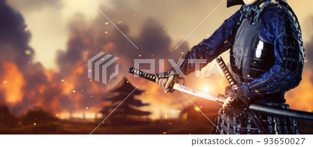 Samurai standing on the battlefield Sengoku period Samurai standing on the battlefield Sengoku period 93650027