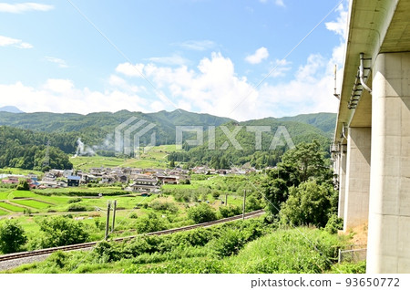 Satoyama through which the expressway and JR Shinonoi Line pass Satoyama through which the expressway and JR Shinonoi Line pass 93650772