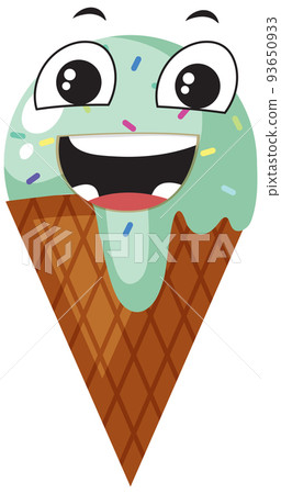 Ice cream cone with facial expression 93650933