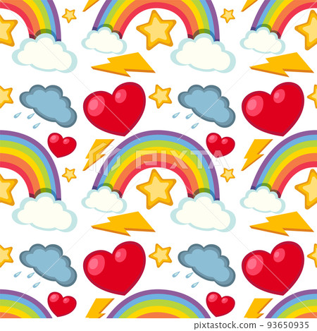 Cartoon rainbow seamless pattern - Stock Illustration [93650935] - PIXTA