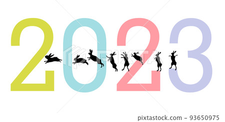 Rabbit New Year's card silhouette icon 93650975