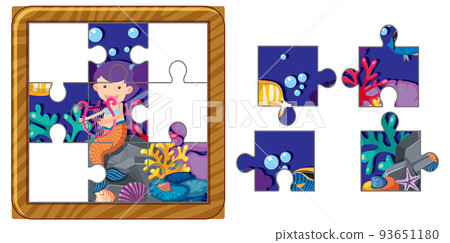 Photo jigsaw puzzle game template 93651180