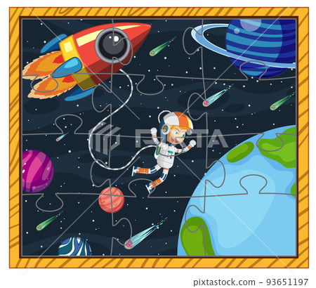 Astronaut in space photo puzzle game template Astronaut in space photo puzzle game template 93651197