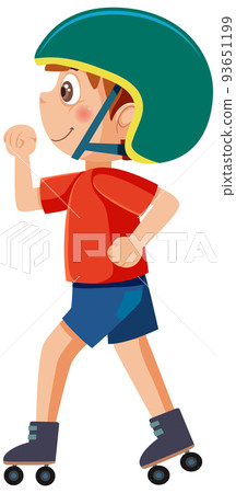 A boy roller skate on white background 93651199