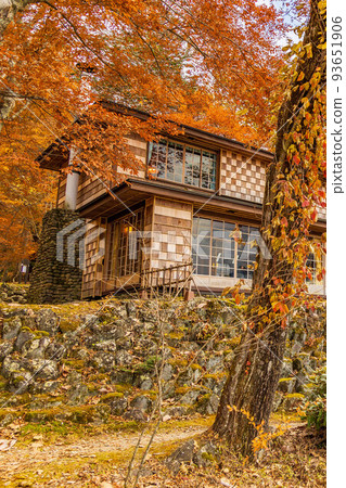 Autumn in Oku-Nikko, one of Japan's leading tourist destinations, Italian Embassy Villa Memorial Park with autumn leaves Autumn in Oku-Nikko, one of Japan's leading tourist destinations, Italian Embassy Villa Memorial Park with autumn leaves 93651906
