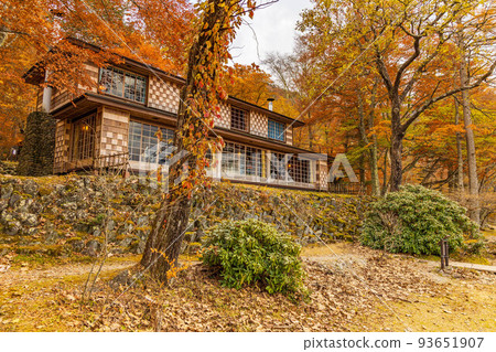 Autumn in Oku-Nikko, one of Japan's leading tourist destinations, Italian Embassy Villa Memorial Park with autumn leaves Autumn in Oku-Nikko, one of Japan's leading tourist destinations, Italian Embassy Villa Memorial Park with autumn leaves 93651907