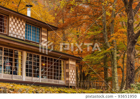 Autumn in Oku-Nikko, one of Japan's leading tourist destinations, Italian Embassy Villa Memorial Park with autumn leaves 93651950