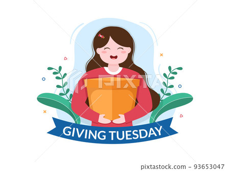 Happy Giving Tuesday Celebration with Give gifts to Encourage People to Donate in Hand Drawn Cartoon Flat Illustration 93653047