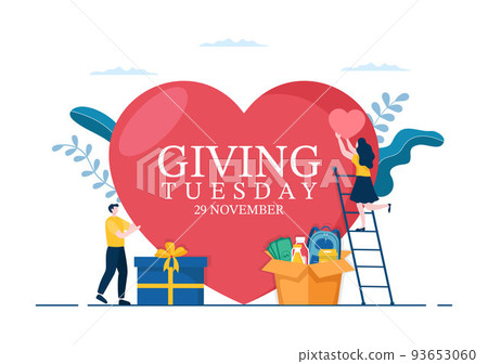 Happy Giving Tuesday Celebration with Give gifts to Encourage People to Donate in Hand Drawn Cartoon Flat Illustration Happy Giving Tuesday Celebration with Give gifts to Encourage People to Donate in Hand Drawn Cartoon Flat Illustration 93653060