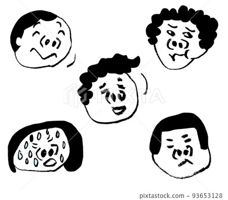 Face set with various expressions Sweat and light blue 93653128