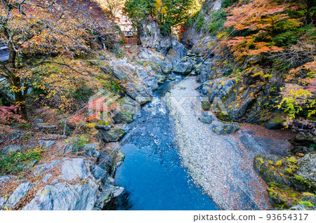 Okutama-cho, Tokyo Hatonosu Valley dyed in autumn colors ~ View from Hatonosu Kobashi ~ Okutama-cho, Tokyo Hatonosu Valley dyed in autumn colors ~ View from Hatonosu Kobashi ~ 93654317