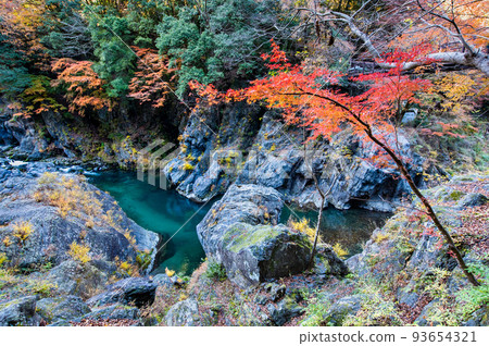 東京奧多摩町 鳩之栖山谷染上了秋天的色彩～從鳩之棲小橋眺望～ 93654321