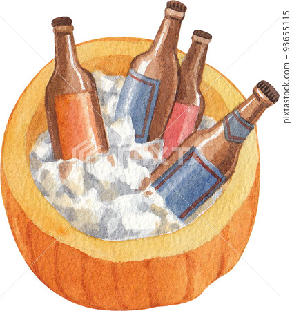 Bonfire with food and drink icon watercolor png 93655115