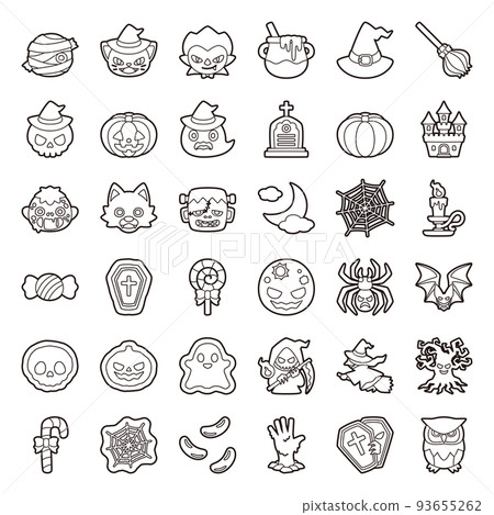 Halloween set coloring 93655262