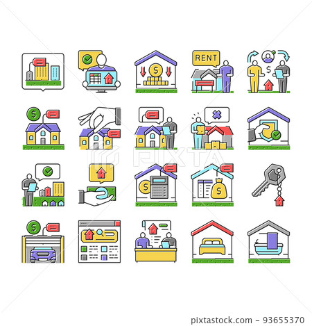 property estate home house real icons set vector 93655370