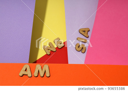 Concept of problems with memory, amnesia disease on multicolor background 93655386