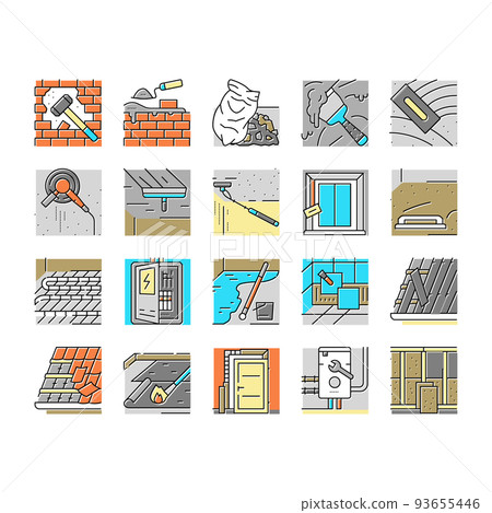 construction crane house work icons set vector construction crane house work icons set vector 93655446