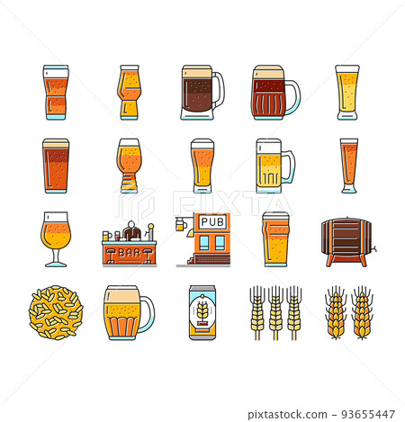glass beer mug pint bar drink icons set vector glass beer mug pint bar drink icons set vector 93655447