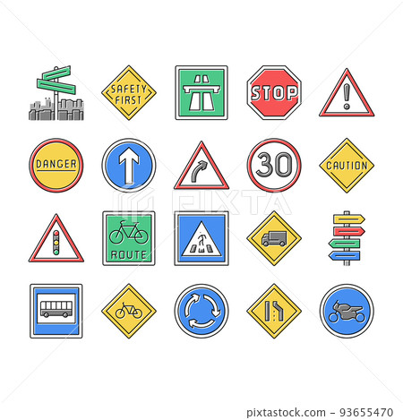 Traffic Sign Road Information Icons Set Vector 93655470