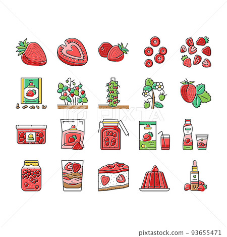 Strawberry Freshness Ripe Berry Icons Set Vector Strawberry Freshness Ripe Berry Icons Set Vector 93655471