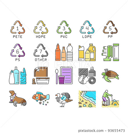 Plastic Waste Nature Environment Icons Set Vector Plastic Waste Nature Environment Icons Set Vector 93655473
