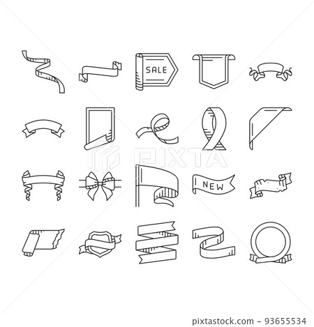 ribbon red banner design gift icons set vector ribbon red banner design gift icons set vector 93655534