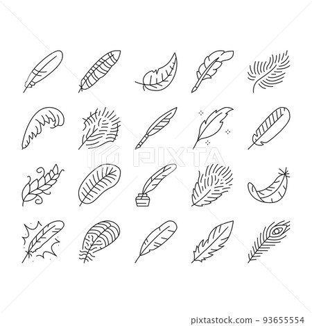 feather bird soft quil fluffy icons set vector 93655554