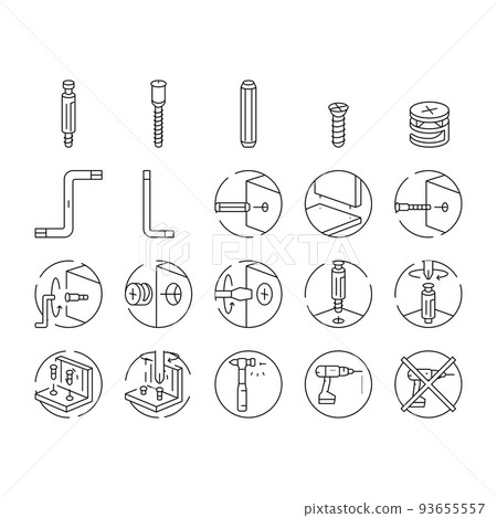 assembly furniture instruction icons set vector 93655557