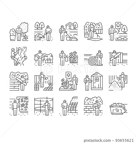 garden landscape lawn landscaping icons set vector garden landscape lawn landscaping icons set vector 93655621