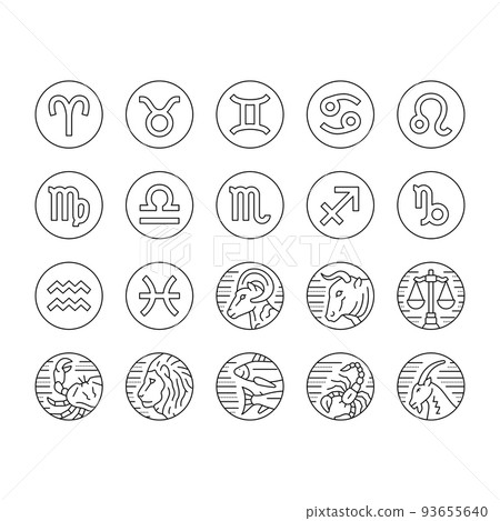 Zodiac Astrological Sign Animal Icons Set Vector Stock