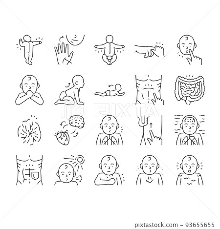 Reflex Of Human Neurology System Icons Set Vector 93655655