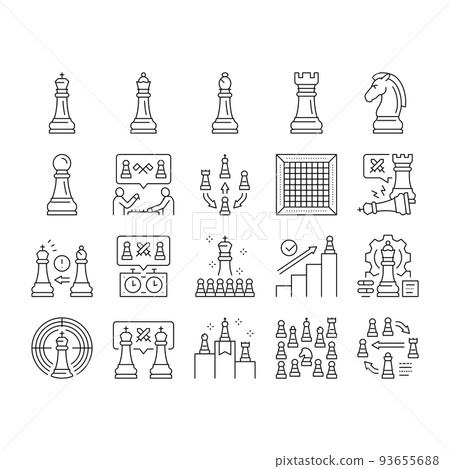 Chess Smart Strategy Game Figure Icons Set Vector 93655688