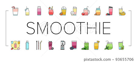 smoothie fruit juice food shake icons set vector 93655706