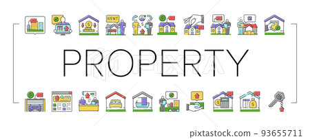 property estate home house real icons set vector 93655711